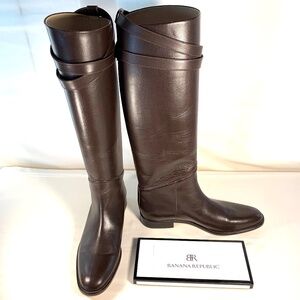 Banana Republic Cheval Riding Boot in Rich Chocolate Brown Leather size 9.5